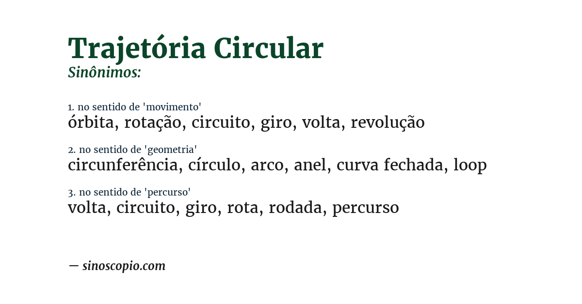 Sinônimo de trajetória circular