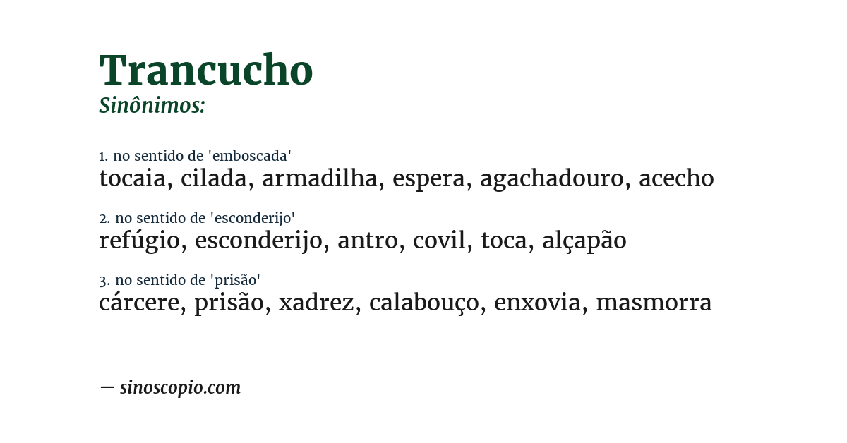 Sinônimo de trancucho