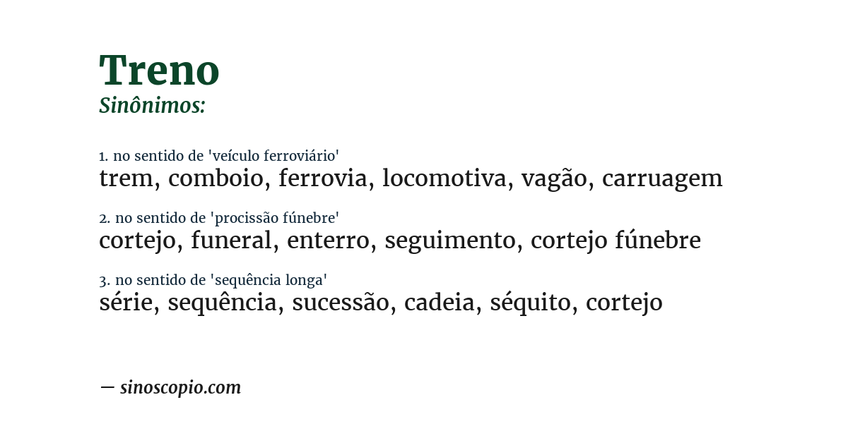 Sinônimo de treno