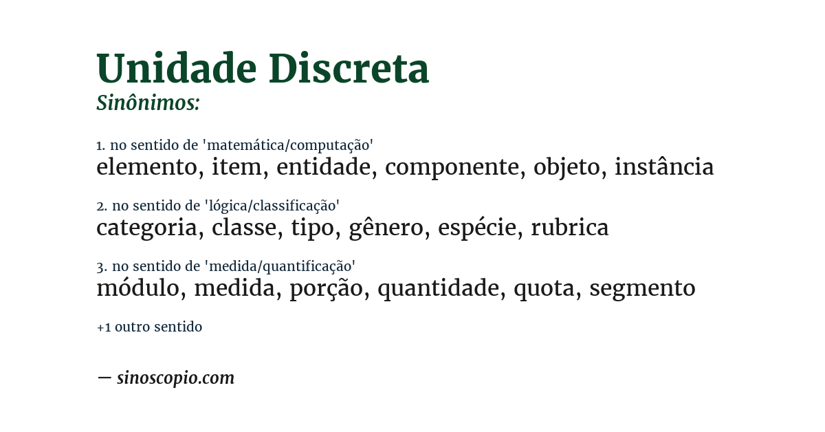 Sinônimo de unidade discreta