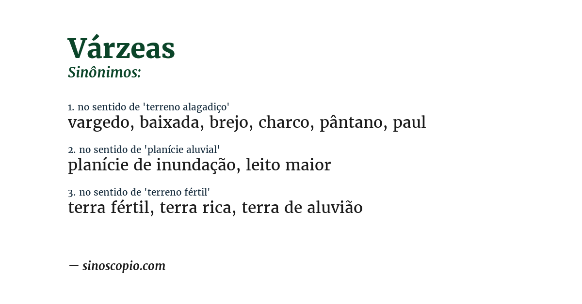 Sinônimo de várzeas