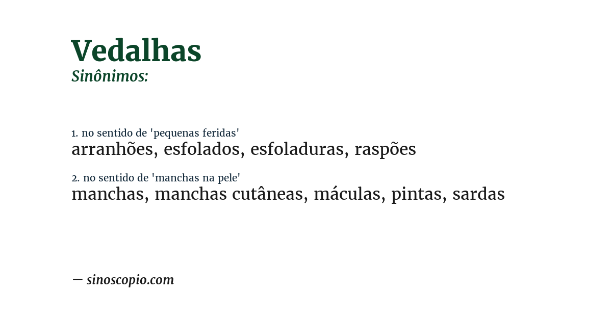 Sinônimo de vedalhas