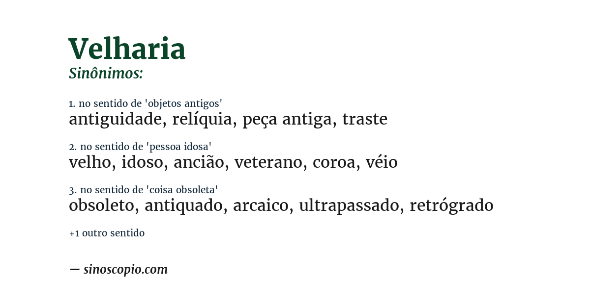 Sinônimo de velharia