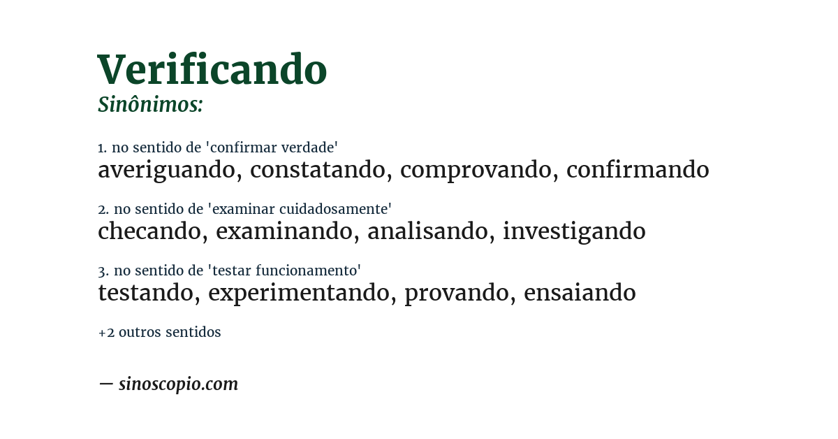 Sinônimo de verificando