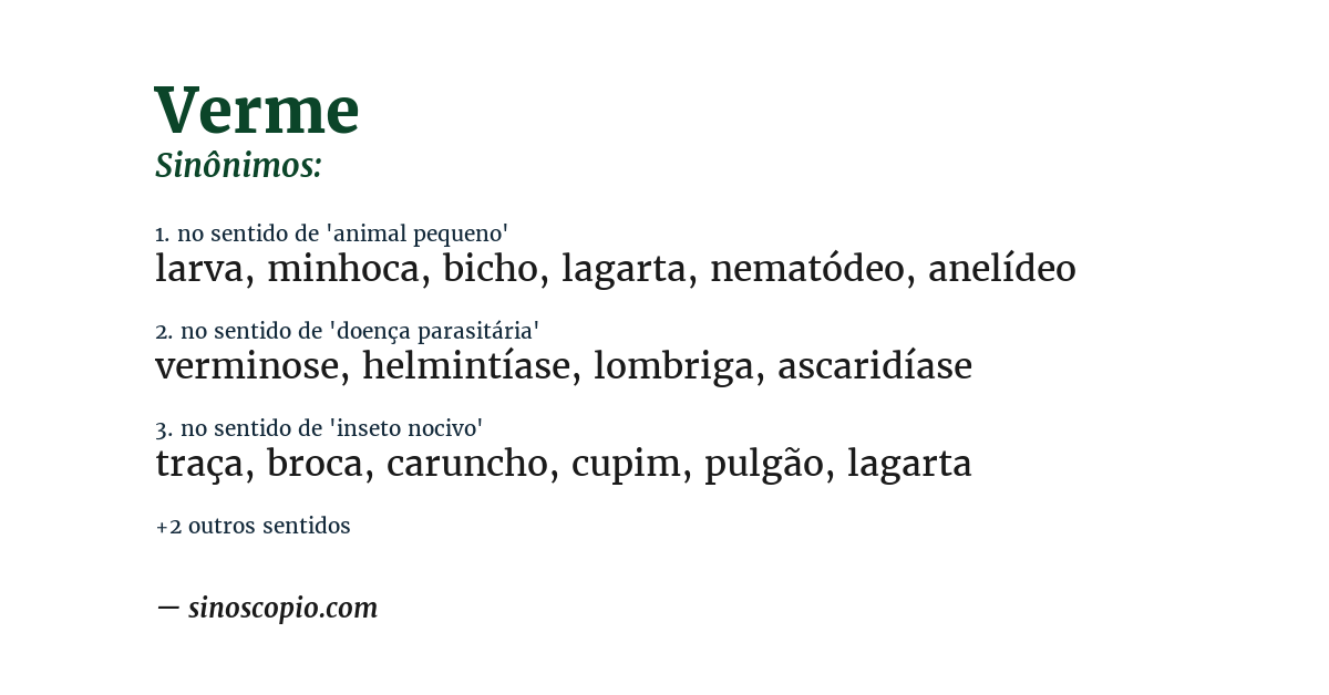 Sinônimo de verme