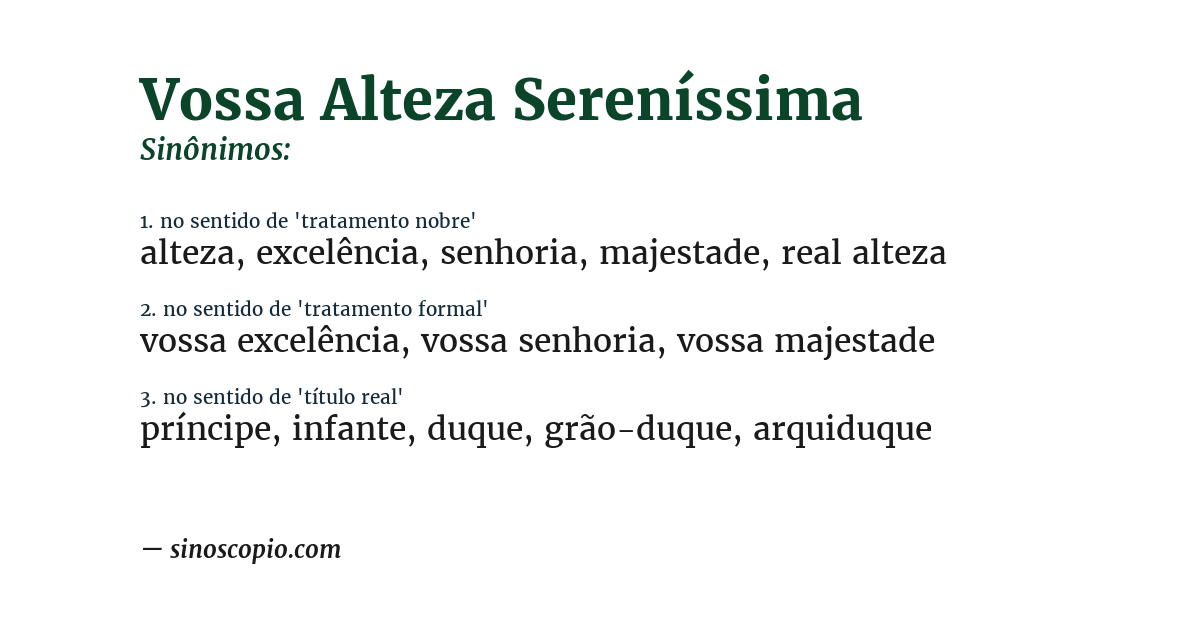 Sinônimo de vossa alteza sereníssima
