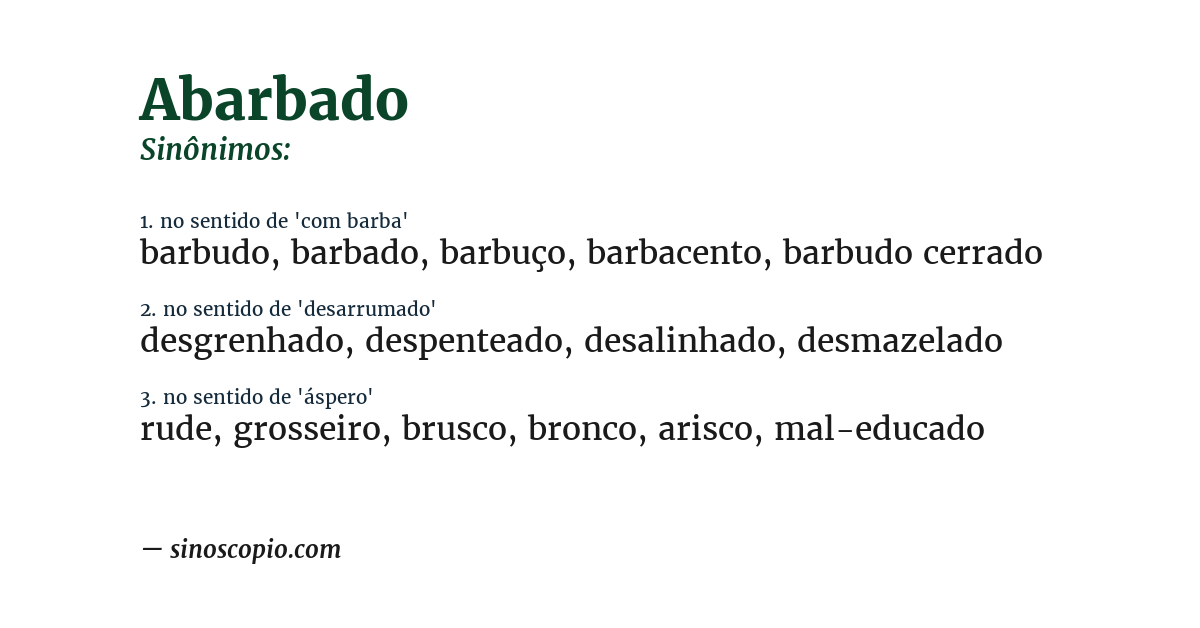 Sinônimo de abarbado