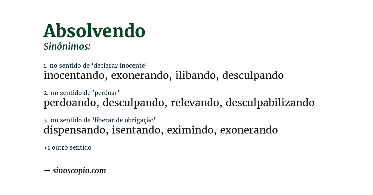 Sinônimo de absolvendo
