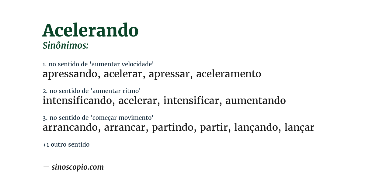 Sinônimo de acelerando
