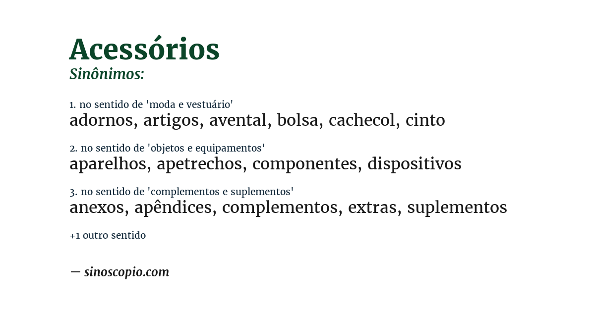 Sinônimo de acessórios