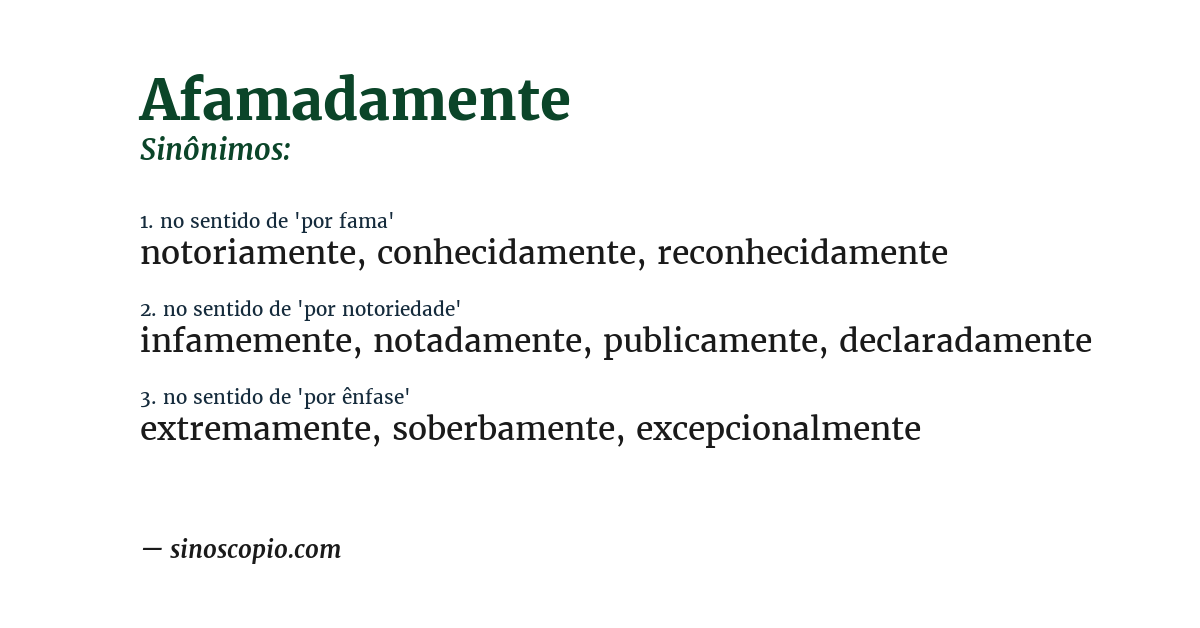 Sinônimo de afamadamente