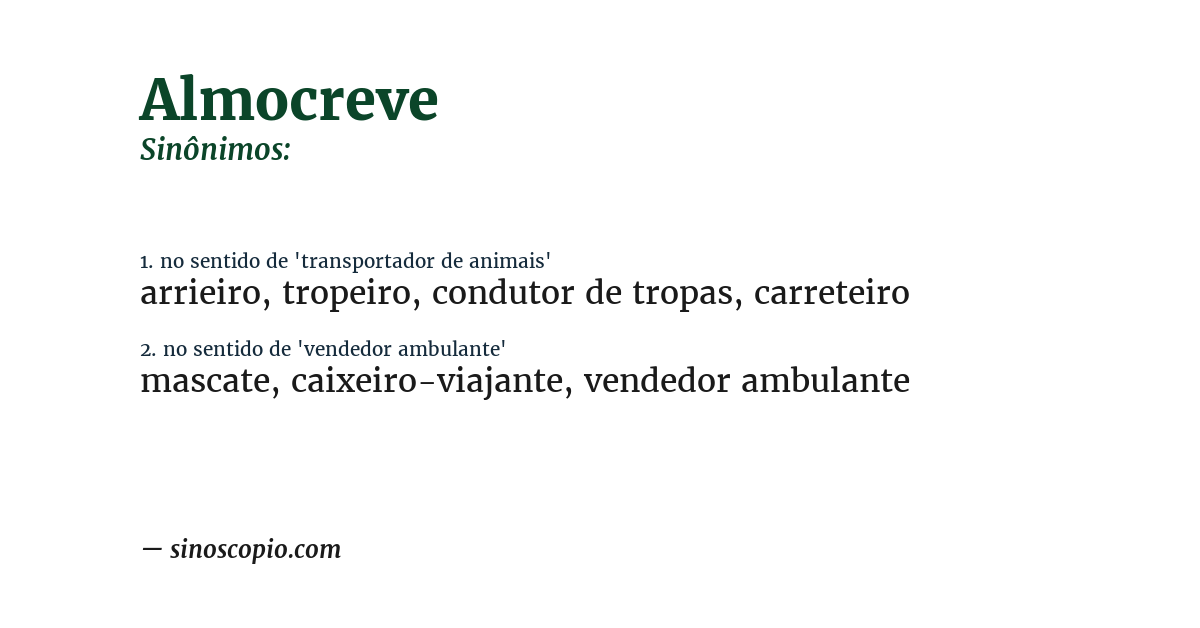 Sinônimo de almocreve