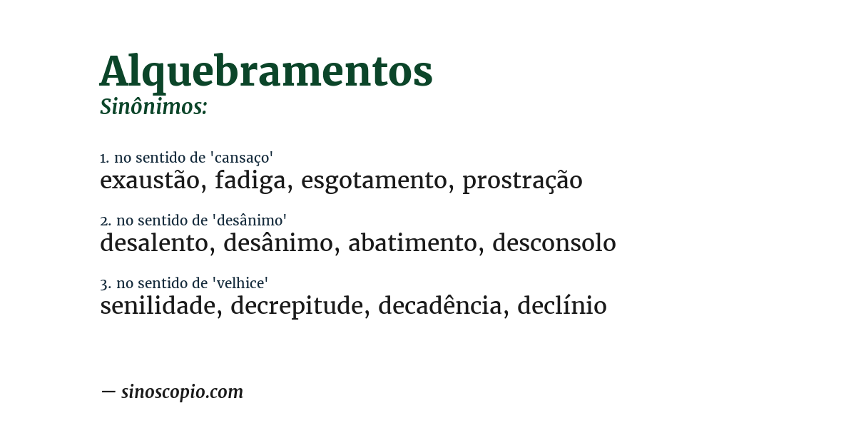 Sinônimo de alquebramentos