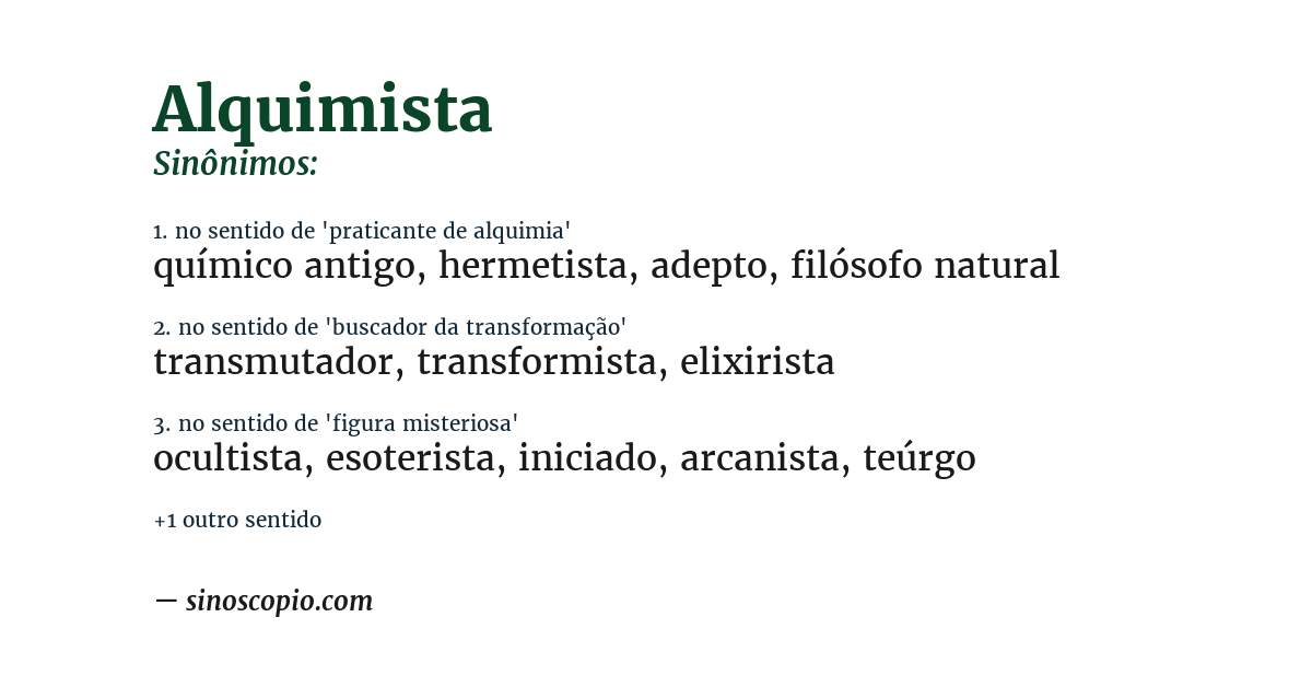 Sinônimo de alquimista