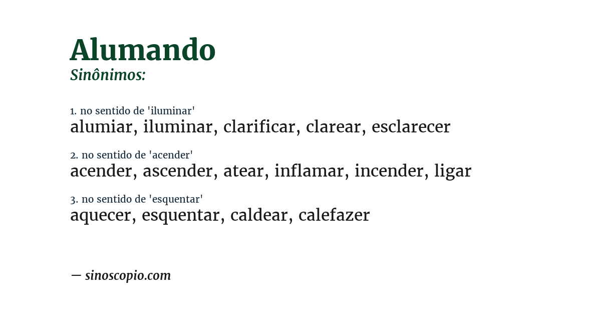 Sinônimo de alumando