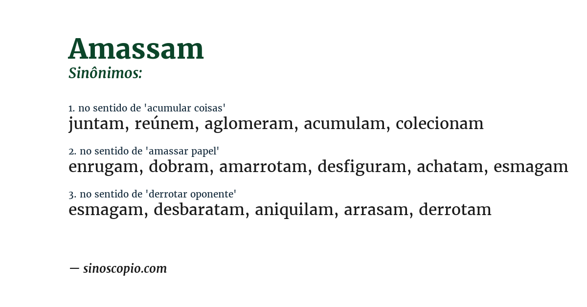 Sinônimo de amassam