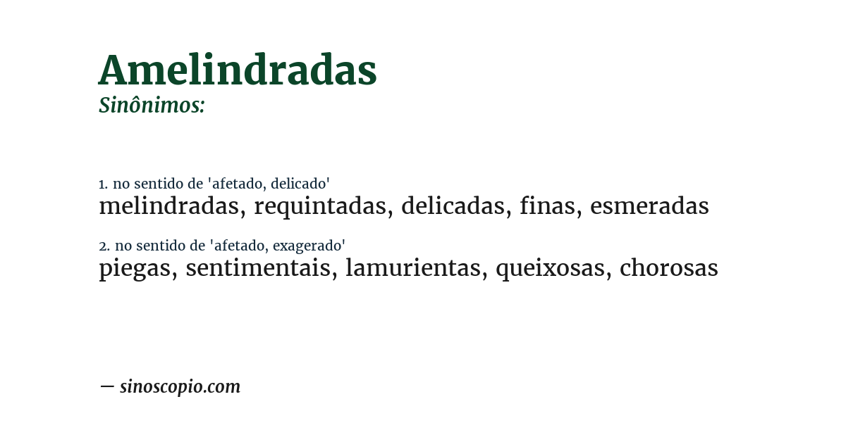 Sinônimo de amelindradas