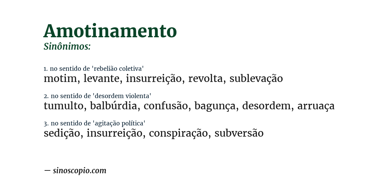 Sinônimo de amotinamento