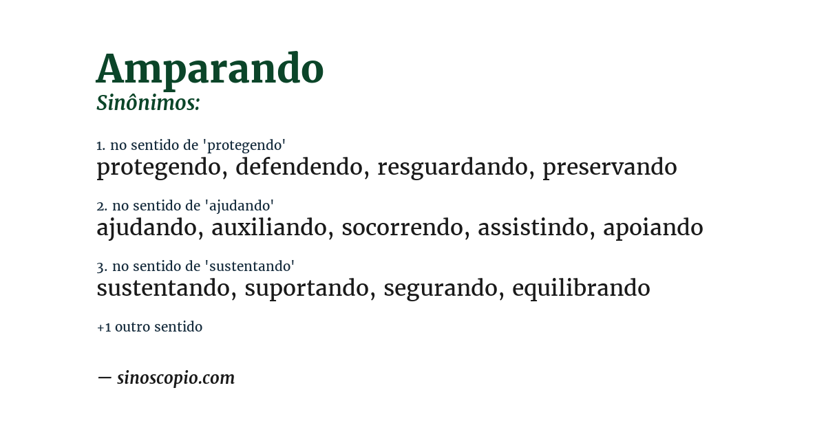 Sinônimo de amparando