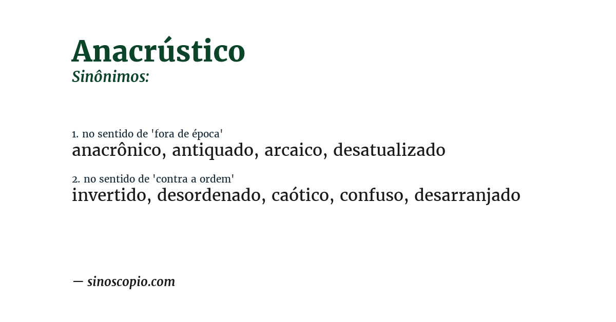 Sinônimo de anacrústico