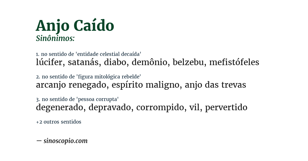 Sinônimo de anjo caído