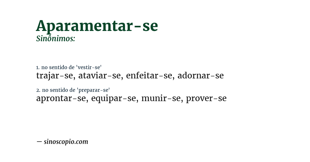 Sinônimo de aparamentar-se