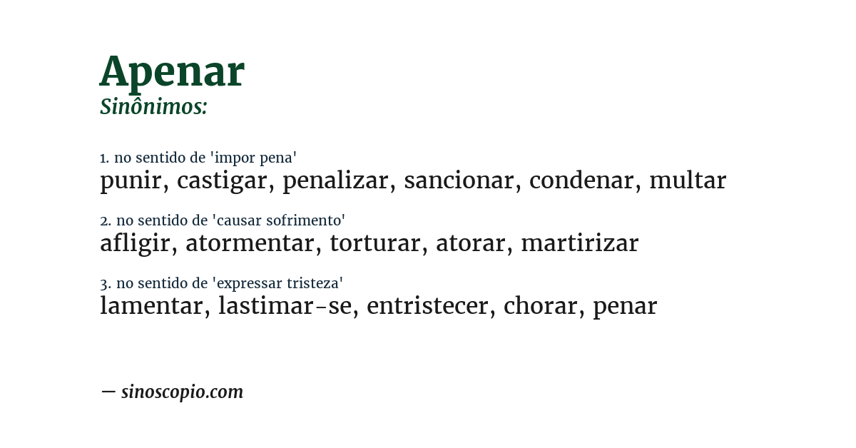 Sinônimo de apenar