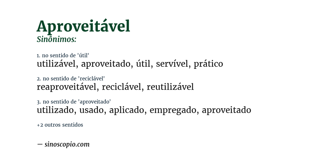 Sinônimo de aproveitável