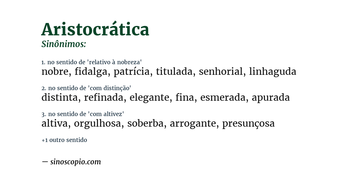 Sinônimo de aristocrática