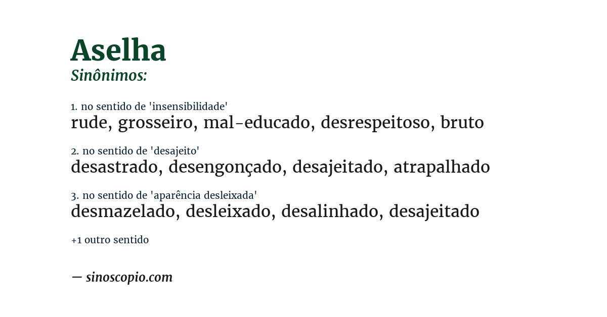 Sinônimo de aselha
