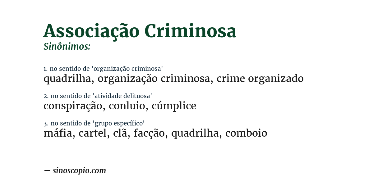Sinônimo de associação criminosa