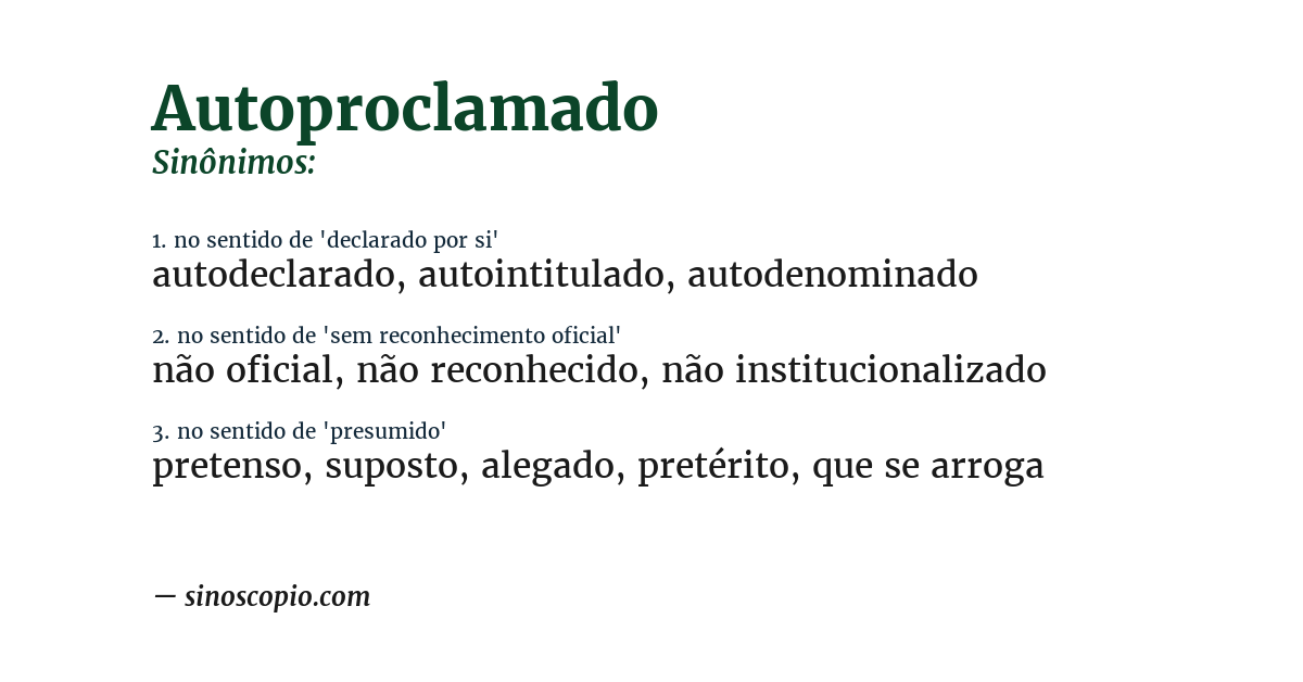 Sinônimo de autoproclamado