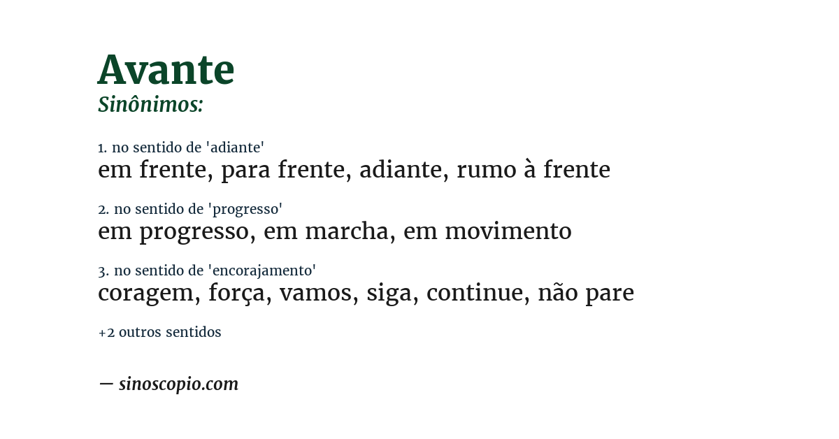 Sinônimo de avante