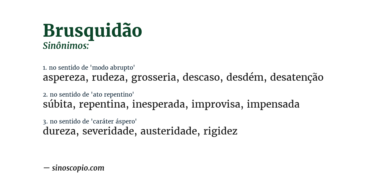 Sinônimo de brusquidão
