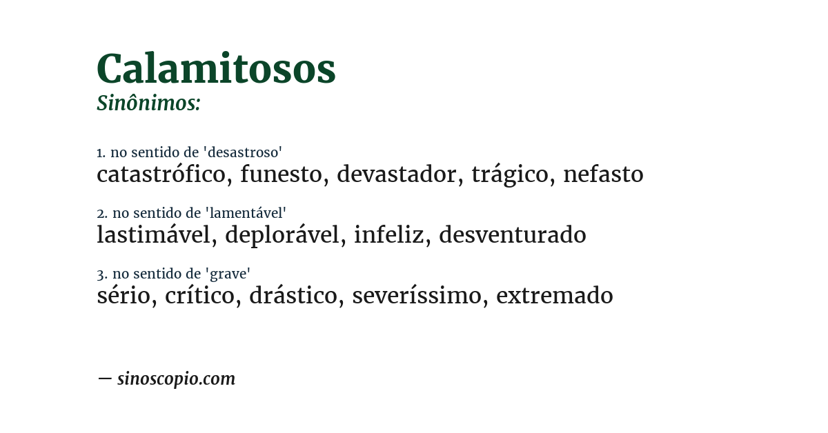 Sinônimo de calamitosos