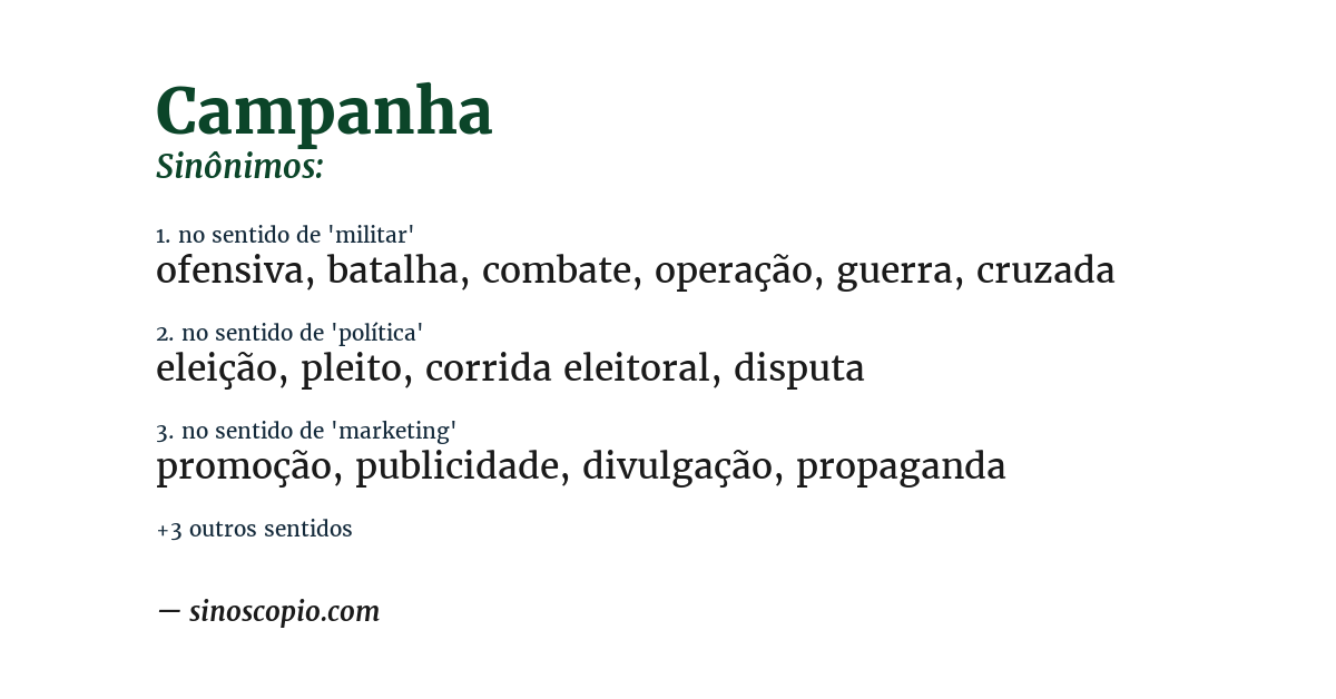 Sinônimo de campanha