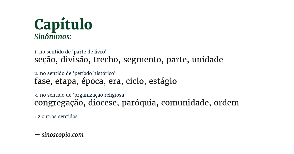 Sinônimo de capítulo
