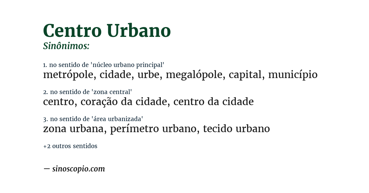 Sinônimo de centro urbano