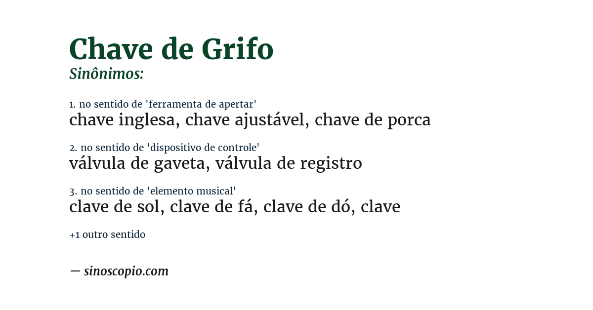 Sinônimo de chave de grifo