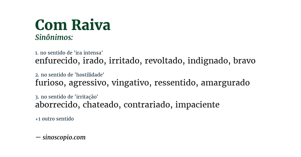 Sinônimo de com raiva