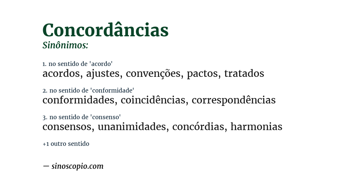 Sinônimo de concordâncias