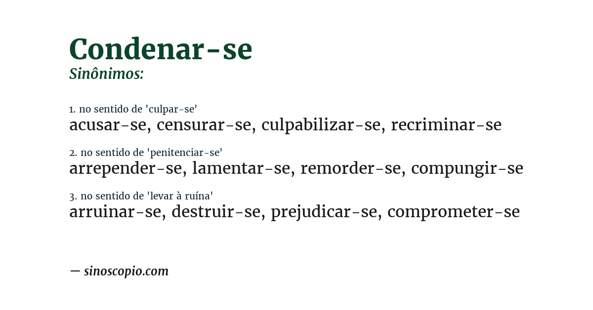 Sinônimo de condenar-se