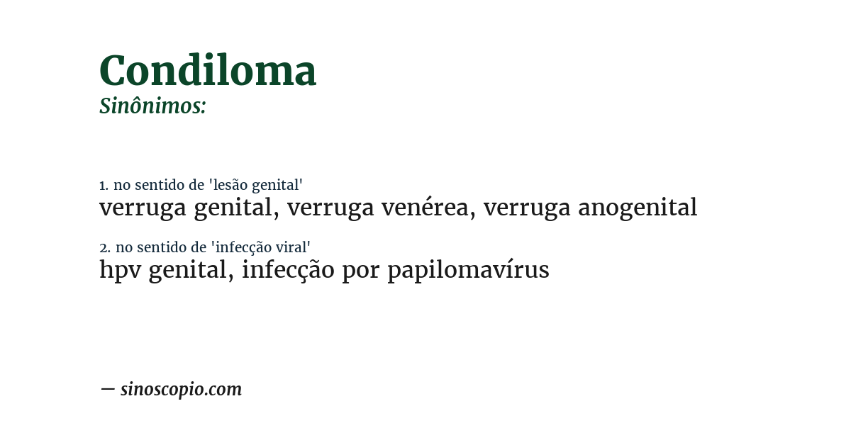 Sinônimo de condiloma