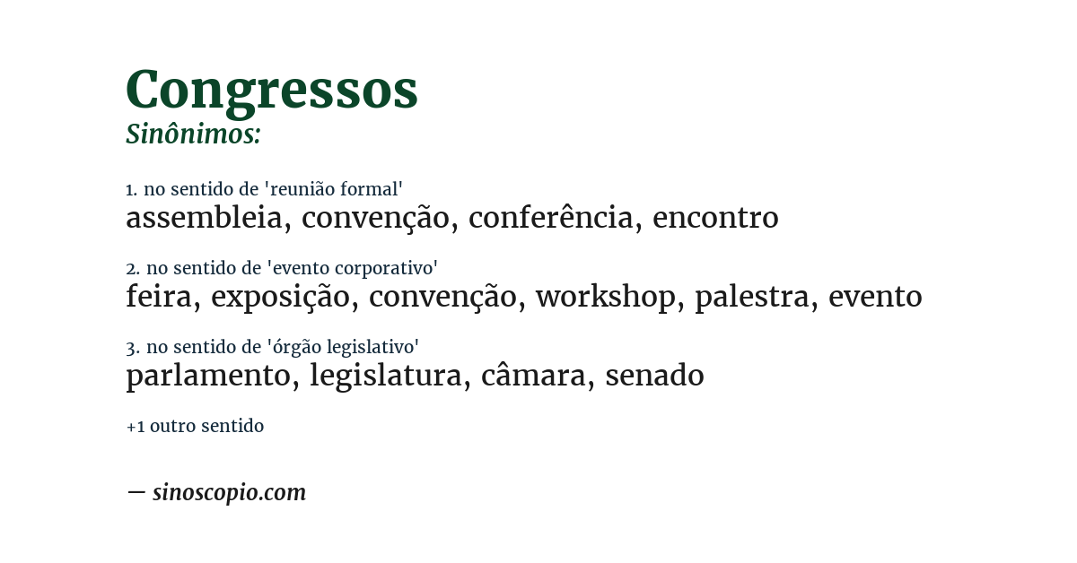 Sinônimo de congressos