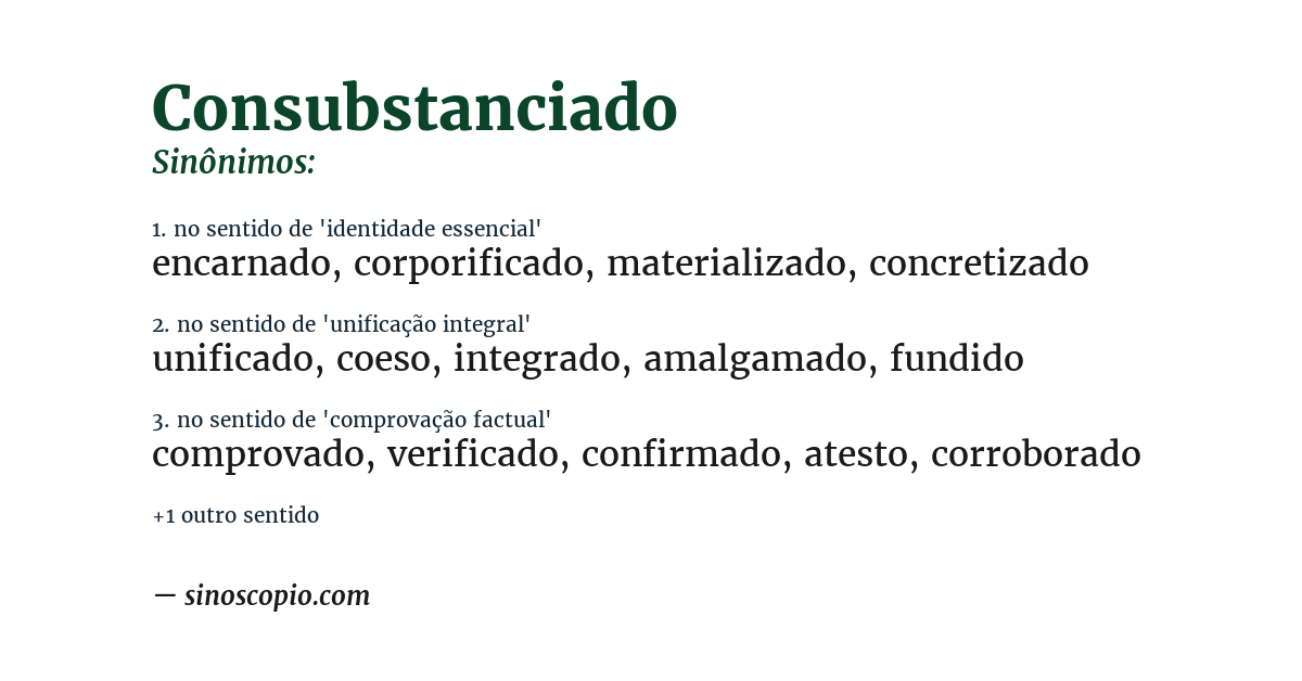 Sinônimo de consubstanciado