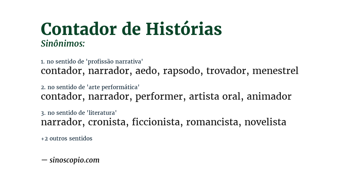 Sinônimo de contador de histórias