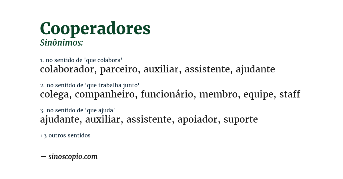 Sinônimo de cooperadores