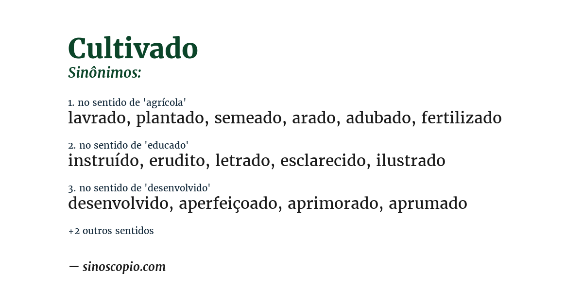 Sinônimo de cultivado