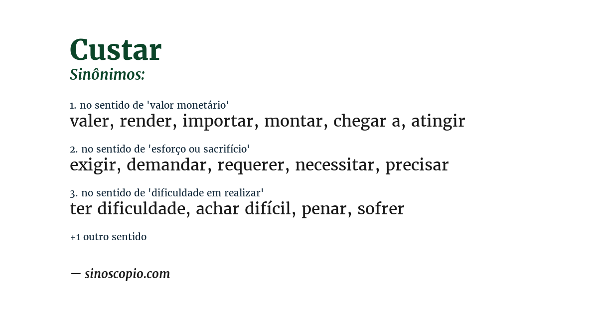 Sinônimo de custar