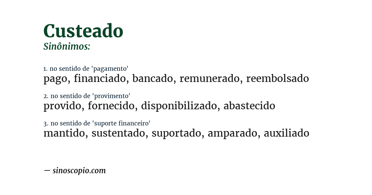 Sinônimo de custeado